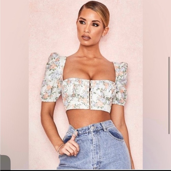 HOUSE OF CB Alivia Floral Print Top Small - Picture 2 of 6